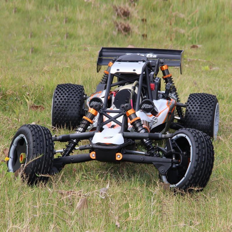 SY RACING 1/5 Baja 5B 30.5CC RTR Kurşunsuz Benzinli Uzaktan Kumandalı RC Arazi Model Araba 80+kmh 75CM Uzunluk Offroad Beyaz-Gri (Kullanıma Hazır)