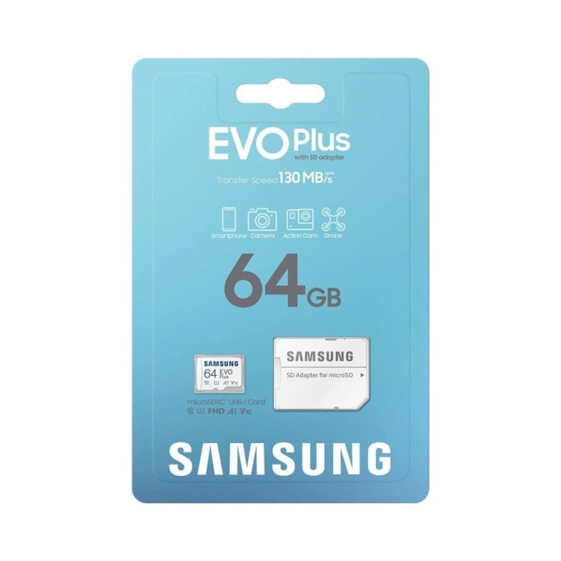 Samsung EVO Plus 64 GB Drone & Aksiyon Kamera & Araç İçi Kamera İçin Yüksek Hızlı Hafıza Kartı