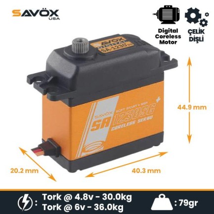 Savox - Savox SA1230SGP Digital Servo Coreless Motor With Soft Start High Voltage Çelik Dişli