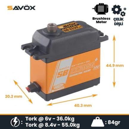 Savox SB2230SGP Digital Servo Brushless Motor High Voltage Çelik Dişli - Thumbnail