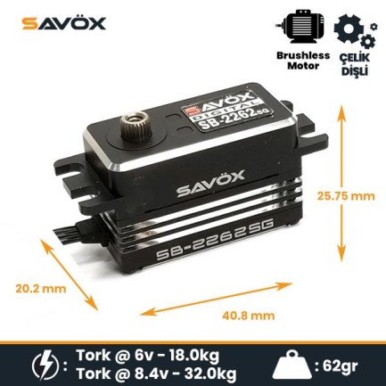 Savox - Savox SB2262SG Digital Servo Brushless Motor High Voltage Çelik Dişli