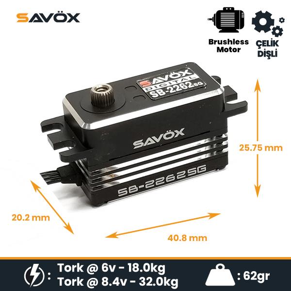 Savox SB2262SG Digital Servo Brushless Motor High Voltage Çelik Dişli