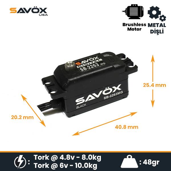 Savox SB2263MG-BE Black Edition Digital Servo Brushless Motor Low Profile High Voltage Metal Dişli