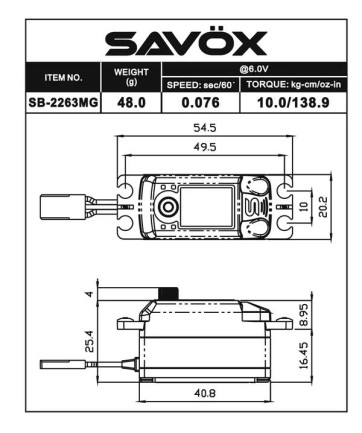 Savox SB2263MG-BE Black Edition Digital Servo Brushless Motor Low Profile High Voltage Metal Dişli - Thumbnail