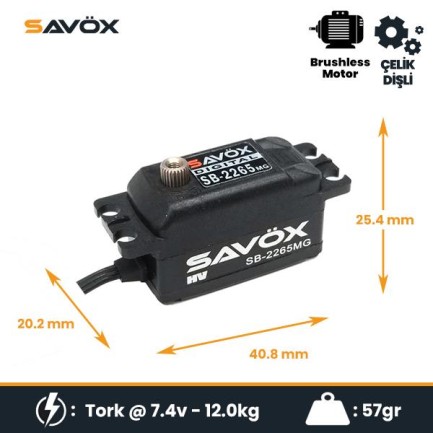 Savox SB2265MG-BE Black Edition Digital Servo Brushless Motor Low Profile High Voltage Çelik Dişli - Thumbnail