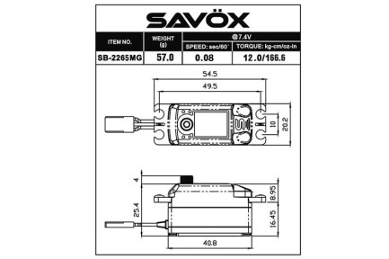 Savox SB2265MG-BE Black Edition Digital Servo Brushless Motor Low Profile High Voltage Çelik Dişli - Thumbnail