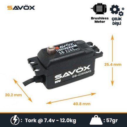 Savox - Savox SB2265MG-BE Black Edition Digital Servo Brushless Motor Low Profile High Voltage Çelik Dişli