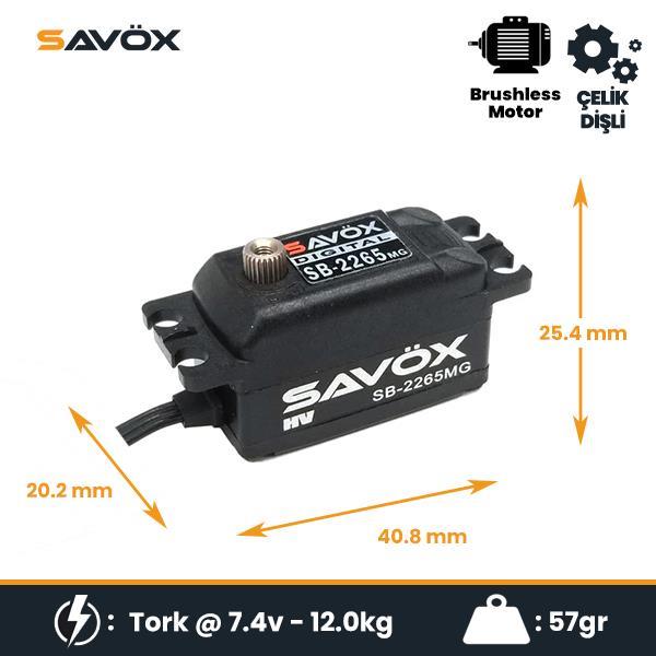 Savox SB2265MG-BE Black Edition Digital Servo Brushless Motor Low Profile High Voltage Çelik Dişli