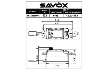 Savox SB2265MG-BE Black Edition Digital Servo Brushless Motor Low Profile High Voltage Çelik Dişli - Thumbnail