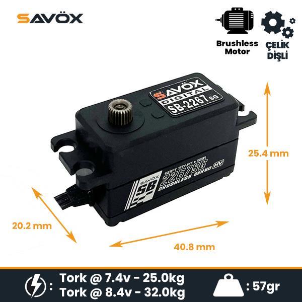 Savox SB2267SGP Digital Servo Brushless Motor Low Profile with Soft Start High Voltage Çelik Dişli