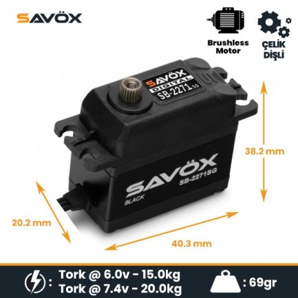 Savox - Savox SB2271SG-BE Black Edition Digital Servo Brushless Motor High Voltage Çelik Dişli