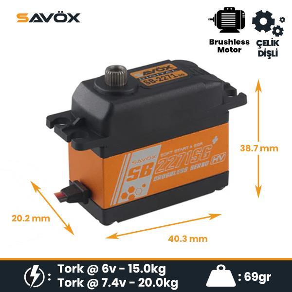 Savox SB2271SGP Digital Servo Brushless Motor High Voltage Çelik Dişli