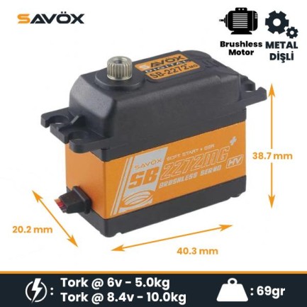 Savox SB2272MGP Digital Servo Brushless Motor With Soft Start High Voltage Metal Dişli - Thumbnail