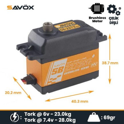 Savox SB2273SGP Digital Servo Brushless Motor High Voltage Çelik Dişli - Thumbnail