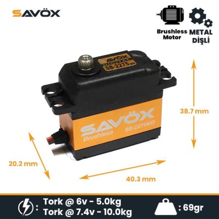 Savox SB2275MG Digital Servo Brushless Motor High Voltage Metal Dişli - Thumbnail