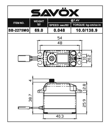 Savox SB2275MG Digital Servo Brushless Motor High Voltage Metal Dişli - Thumbnail