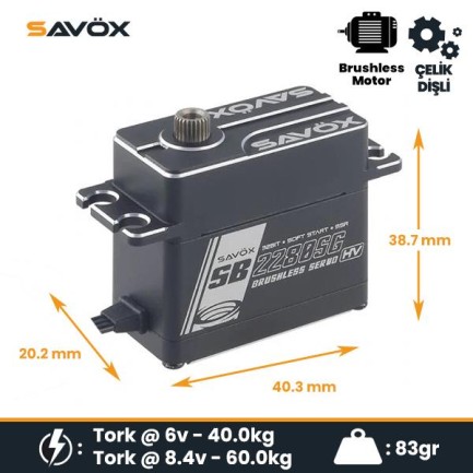 Savox SB2280SGP Digital Servo Brushless Motor with Soft Start High Voltage Su Geçirmez Çelik Dişli - Thumbnail