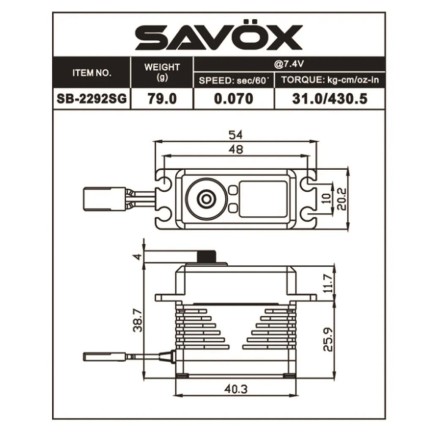 Savox SB2292SG Black Edition Digital Servo Brushless Motor High Voltage Çelik Dişli - Thumbnail