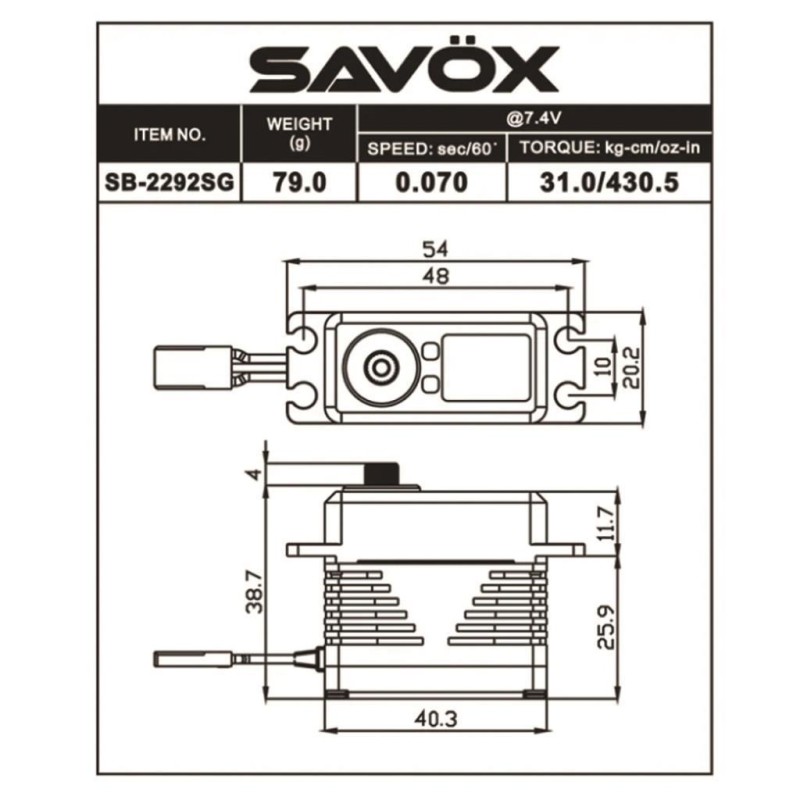 Savox SB2292SG Black Edition Digital Servo Brushless Motor High Voltage Çelik Dişli