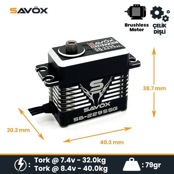 Savox SB2295SG Black Edition Digital Servo Brushless Motor High Torque High Voltage Çelik Dişli