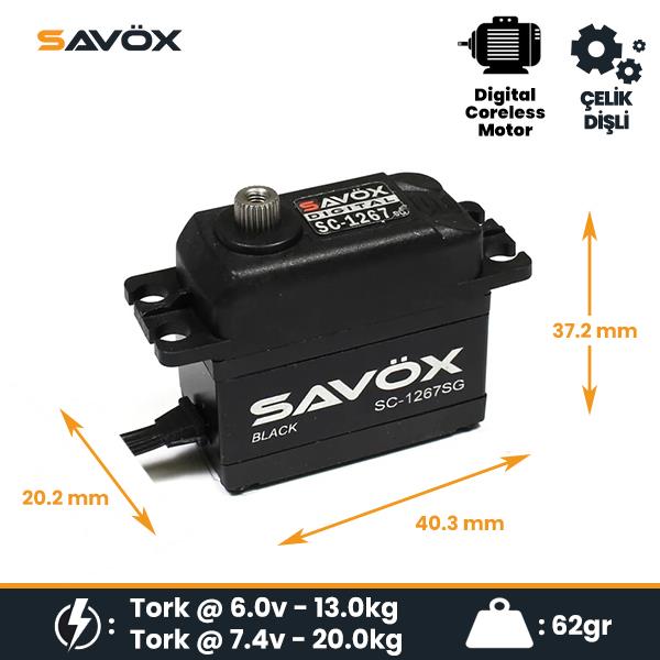 Savox SC-1267SG-BE Black Edition Digital Servo Coreless Motor High Voltage Su Geçirmez Metal Dişli