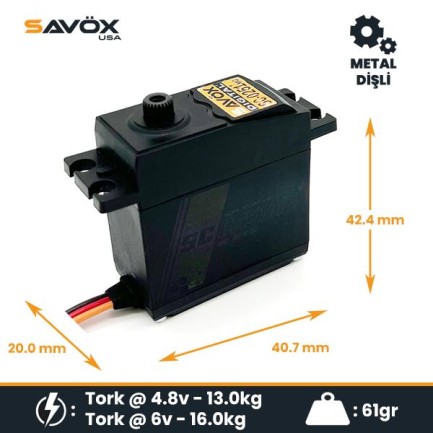 Savox SC0251MGP Digital Servo DC Motor With Soft Start High Torque Metal Dişli - Thumbnail