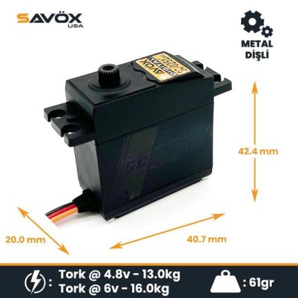 Savox - Savox SC0251MGP Digital Servo DC Motor With Soft Start High Torque Metal Dişli