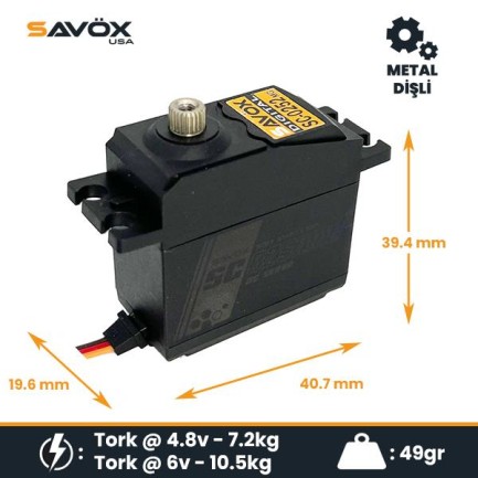 Savox SC0252MGP Digital Servo DC Motor With Soft Start High Torque Metal Dişli - Thumbnail