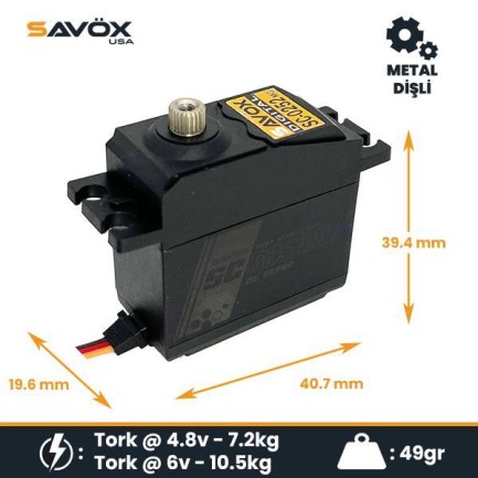 Savox - Savox SC0252MGP Digital Servo DC Motor With Soft Start High Torque Metal Dişli