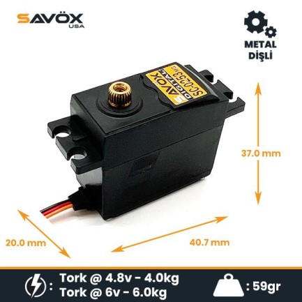 Savox SC0253MGP Digital Servo DC Motor With Soft Start High Torque Metal Dişli - Thumbnail