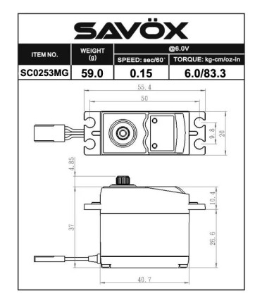 Savox SC0253MGP Digital Servo DC Motor With Soft Start High Torque Metal Dişli - Thumbnail