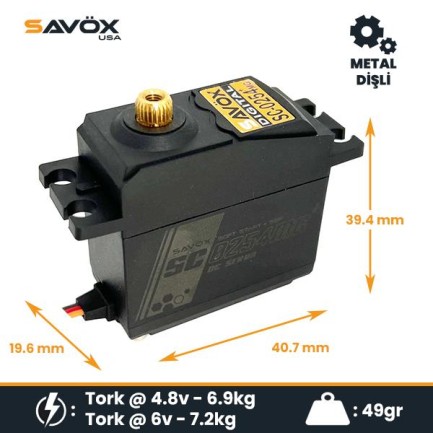 Savox SC0254MGP Digital Servo DC Motor With Soft Start High Torque Metal Dişli - Thumbnail