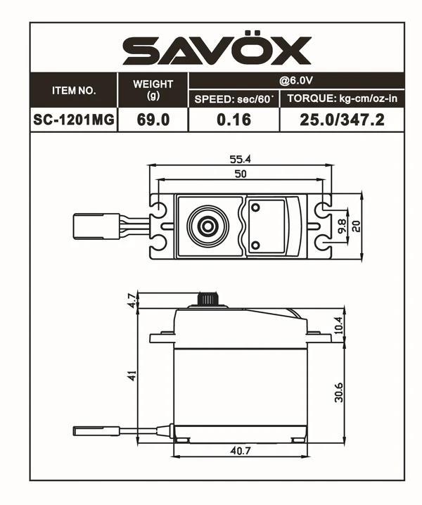 Savox SC1201MG Digital Servo Coreless Motor High Voltage Metal Dişli