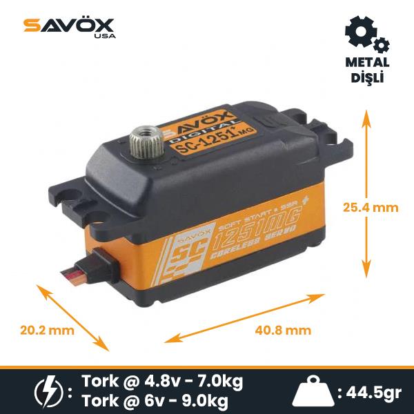 Savox SC1251MGP Digital Servo Low Profile With Soft Start High Voltage Metal Dişli