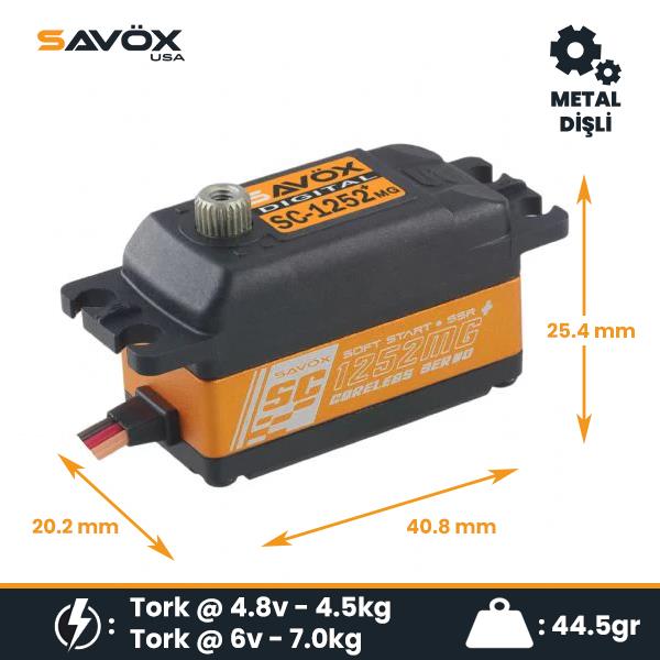 Savox SC1252MGP Digital Servo Low Profile With Soft Start High Voltage Metal Dişli