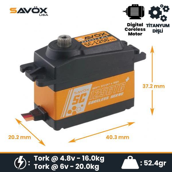 Savox SC1256TGP Digital Servo Coreless Motor With Soft Start High Voltage Su Geçirmez Titanium Dişli