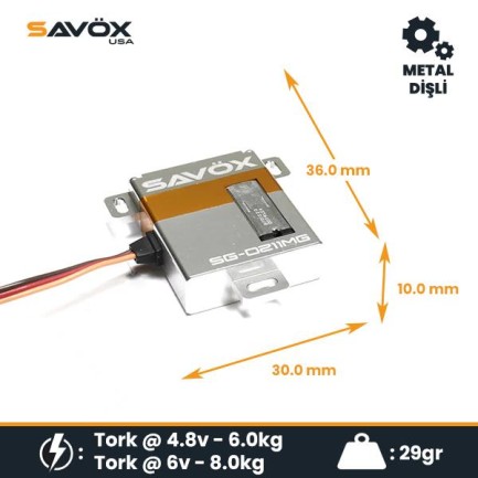 Savox SG0211MG Digital Servo DC Motor High Torque Metal Dişli - Thumbnail