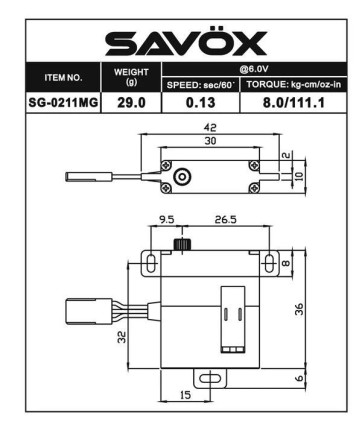 Savox SG0211MG Digital Servo DC Motor High Torque Metal Dişli - Thumbnail