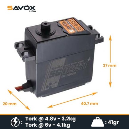 Savox - Savox SG0351P Digital Servo DC Motor With Soft Start High Torque