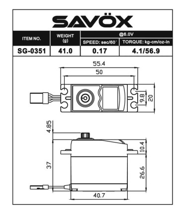 Savox SG0351P Digital Servo DC Motor With Soft Start High Torque - Thumbnail