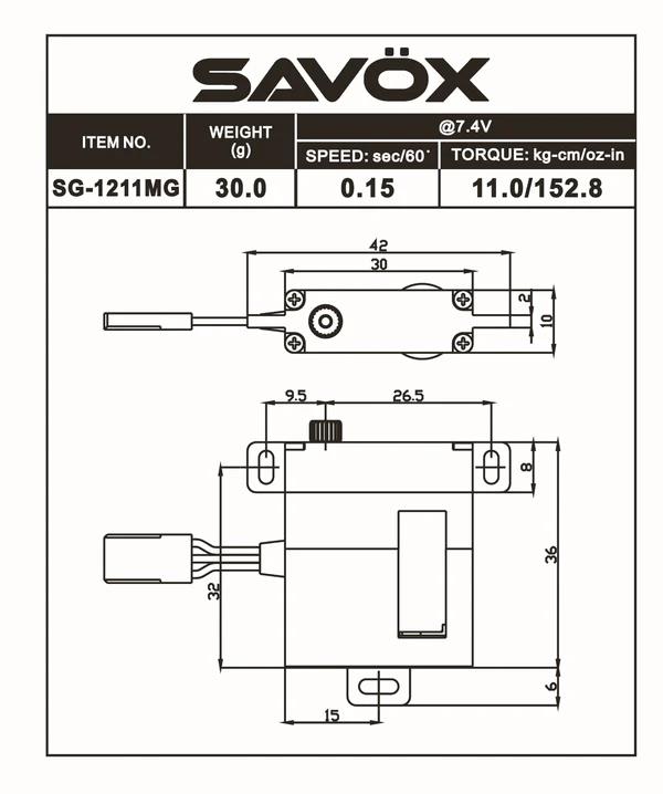 Savox SG1211MG Digital Servo Coreless Motor High Voltage Metal Dişli