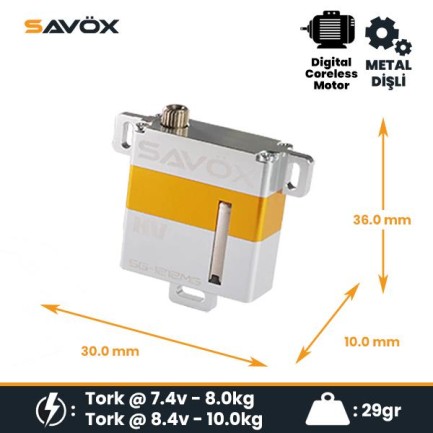 Savox SG1212MG Digital Servo Coreless Motor High Voltage Metal Dişli - Thumbnail