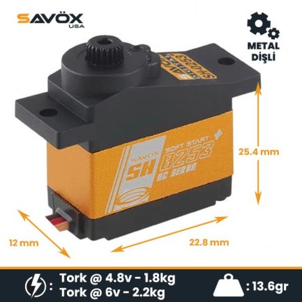 Savox - Savox SH0253P Micro Digital Servo DC Motor With Soft Start High Torque Metal Dişli