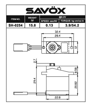 Savox SH0254P Micro Digital Servo DC Motor With Soft Start High Torque Metal Dişli - Thumbnail