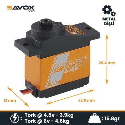 Savox - Savox SH0256P Micro Digital Servo DC Motor With Soft Start High Torque Metal Dişli