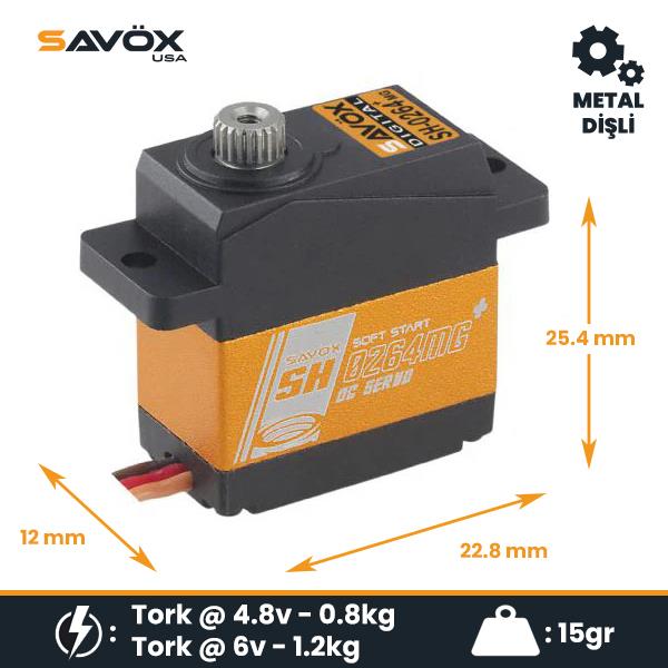 Savox SH0264MGP Micro Digital Servo DC Motor With Soft Start High Torque Metal Dişli