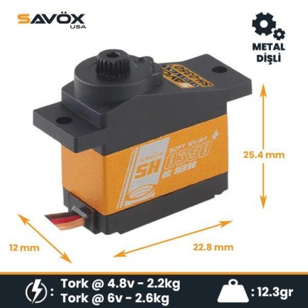 Savox - Savox SH0350P Micro Digital Servo DC Motor With Soft Start High Torque Metal Dişli