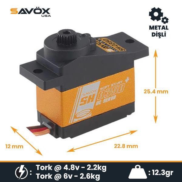 Savox SH0350P Micro Digital Servo DC Motor With Soft Start High Torque Metal Dişli