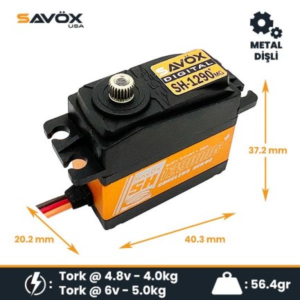 Savox - Savox SH1290MGP Digital Servo With Soft Start High Voltage Metal Dişli