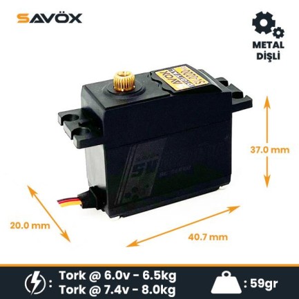 Savox SV-0220MGP Digital Servo DC Motor High Voltage Su Geçirmez Metal Dişli - Thumbnail